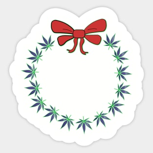 Purple Kush Christmas Wreath Red Bow Sticker